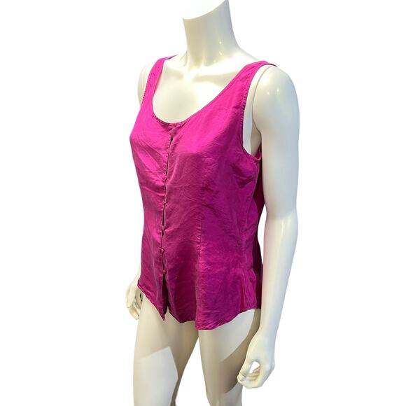 studio new york 90s 100% silk raspberry sleeveless blouse small - Picture 11 of 16
